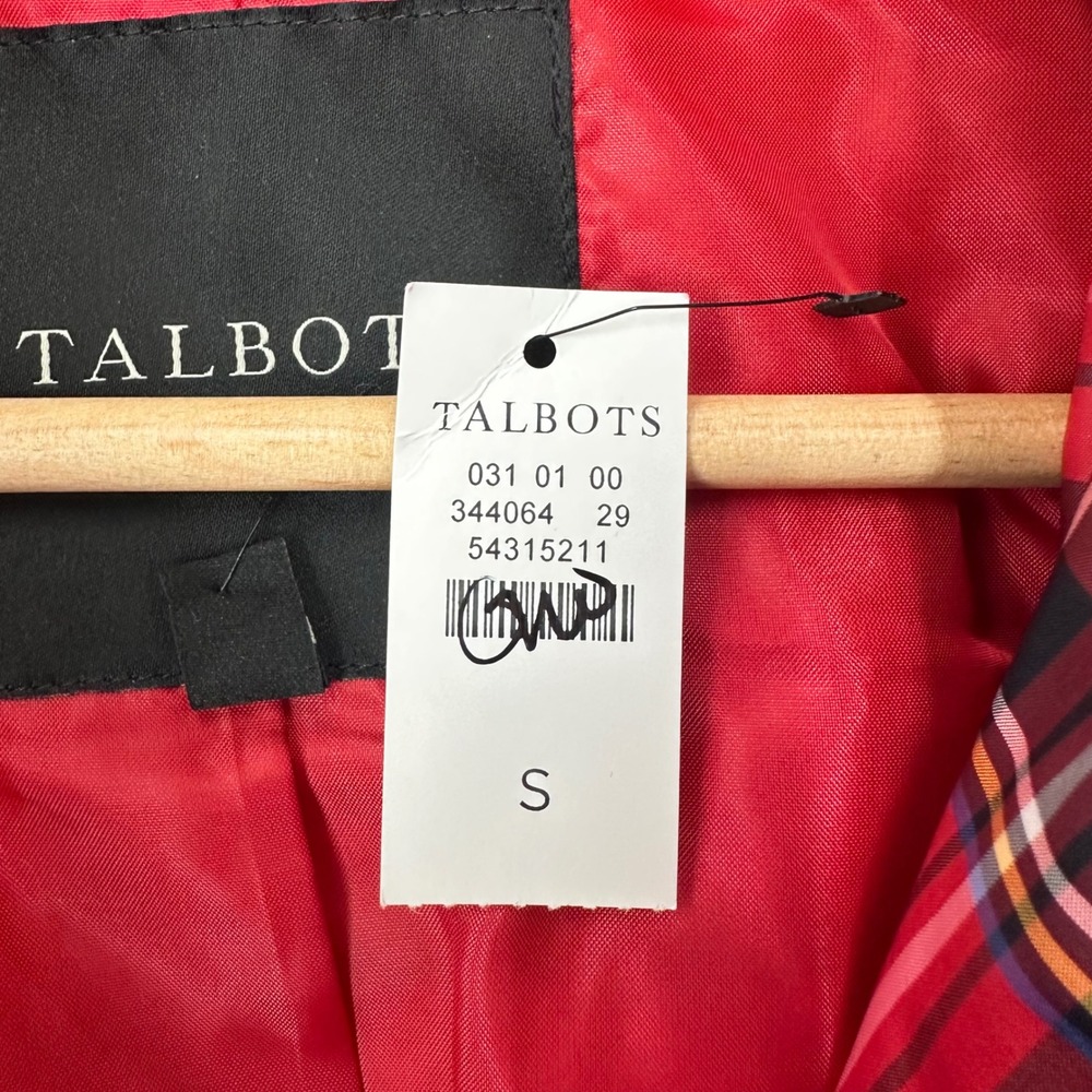 Talbots Quilted Puffer Jacket Womens S Red NWT Plaid Full Zip Preppy Office - Picture 6 of 9